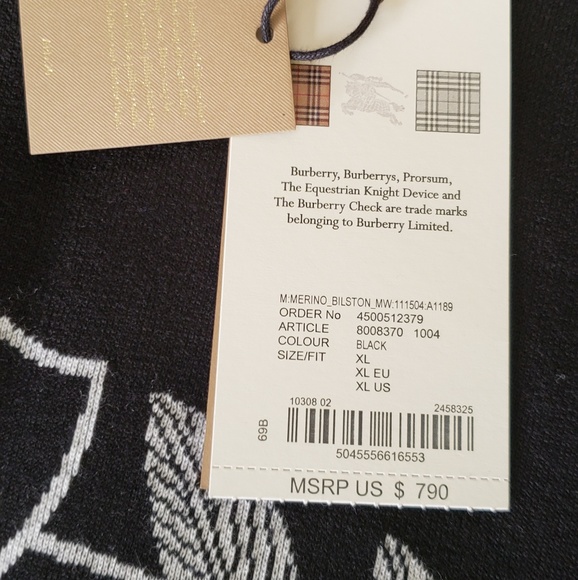 Men's  Burberry  Merino Bliston Sweater - Picture 4 of 4
